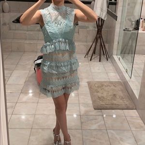 Aqua lace Dress  (with nude lining)